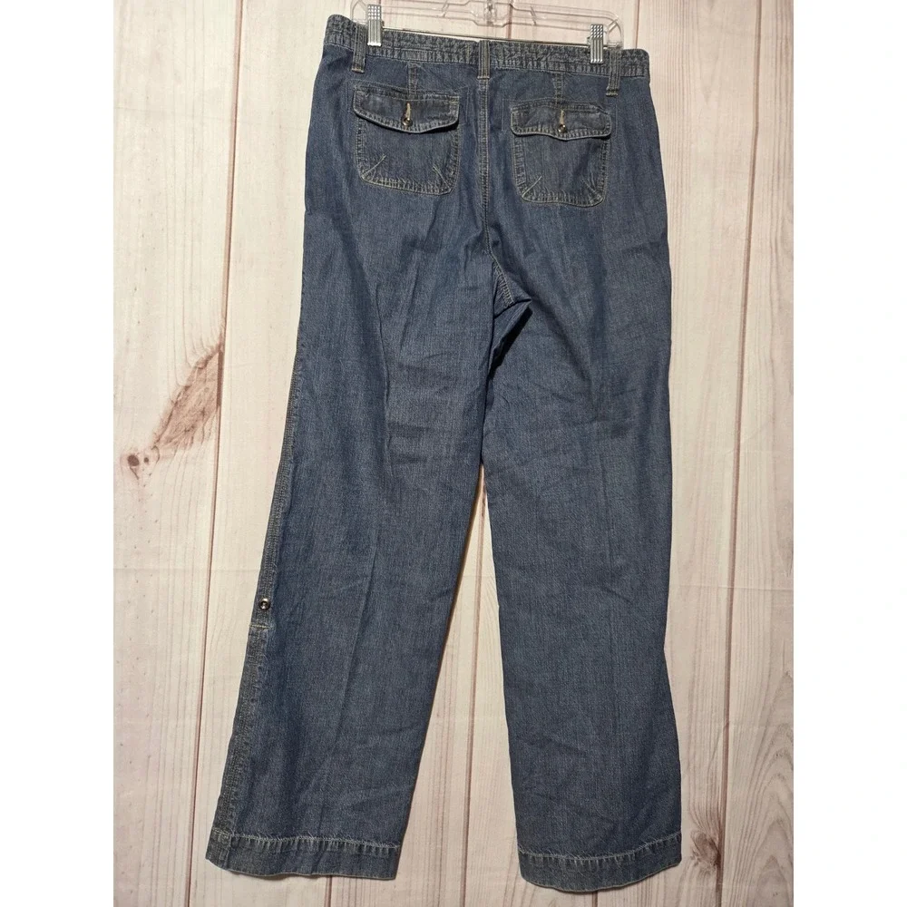 Christopher & Banks Womens Wide Leg Roll Tab Convertible‎ Denim Jeans Size 10